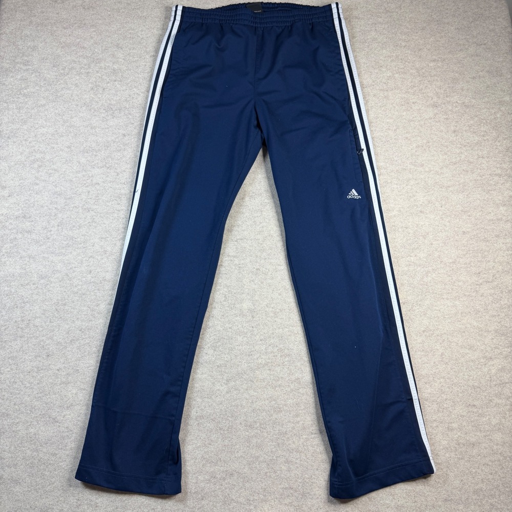 Adidas Mens Navy Blue Three Stripe Track Pants Large Athletic Trousers